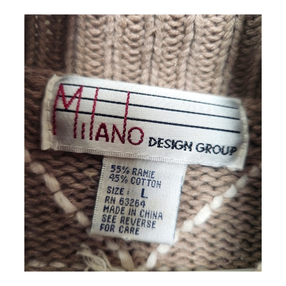 Vintage Milano Heavyweight Colorblocked Neutral Turtleneck Pullover Sweater - Picture 3 of 8